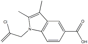 1-(2-chloroprop-2-en-1-yl)-2,3-dimethyl-1H-indole-5-carboxylic acid Struktur