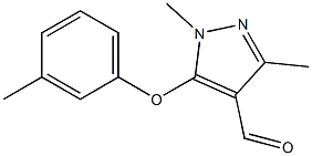 1,3-dimethyl-5-(3-methylphenoxy)-1H-pyrazole-4-carbaldehyde Struktur