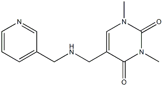 1,3-dimethyl-5-{[(pyridin-3-ylmethyl)amino]methyl}-1,2,3,4-tetrahydropyrimidine-2,4-dione Struktur