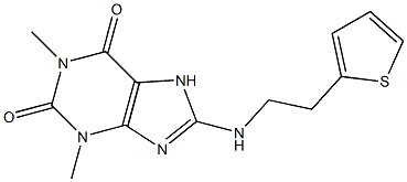 1,3-dimethyl-8-{[2-(thiophen-2-yl)ethyl]amino}-2,3,6,7-tetrahydro-1H-purine-2,6-dione Struktur