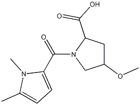 1-[(1,5-dimethyl-1H-pyrrol-2-yl)carbonyl]-4-methoxypyrrolidine-2-carboxylic acid Struktur