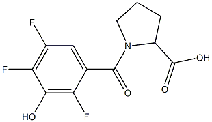 1-[(2,4,5-trifluoro-3-hydroxyphenyl)carbonyl]pyrrolidine-2-carboxylic acid Struktur