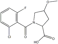 1-[(2-chloro-6-fluorophenyl)carbonyl]-4-methoxypyrrolidine-2-carboxylic acid Struktur