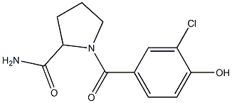 1-[(3-chloro-4-hydroxyphenyl)carbonyl]pyrrolidine-2-carboxamide Struktur