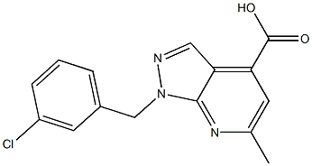 1-[(3-chlorophenyl)methyl]-6-methyl-1H-pyrazolo[3,4-b]pyridine-4-carboxylic acid Struktur