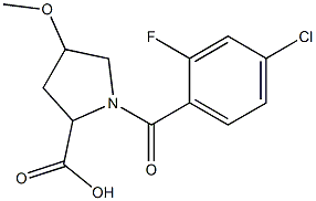 1-[(4-chloro-2-fluorophenyl)carbonyl]-4-methoxypyrrolidine-2-carboxylic acid Struktur