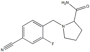 1-[(4-cyano-2-fluorophenyl)methyl]pyrrolidine-2-carboxamide Struktur