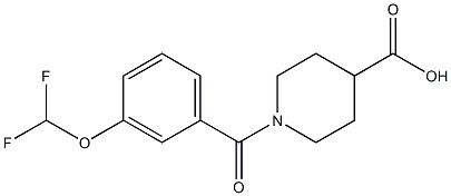 1-{[3-(difluoromethoxy)phenyl]carbonyl}piperidine-4-carboxylic acid Struktur