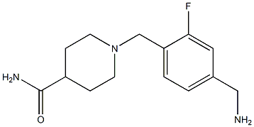 1-{[4-(aminomethyl)-2-fluorophenyl]methyl}piperidine-4-carboxamide Struktur