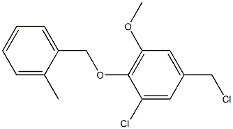 1-chloro-5-(chloromethyl)-3-methoxy-2-[(2-methylphenyl)methoxy]benzene Struktur