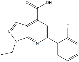 1-ethyl-6-(2-fluorophenyl)-1H-pyrazolo[3,4-b]pyridine-4-carboxylic acid Struktur