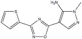 1-methyl-4-[3-(thiophen-2-yl)-1,2,4-oxadiazol-5-yl]-1H-pyrazol-5-amine Struktur