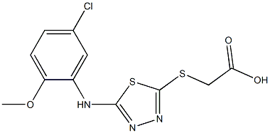 2-({5-[(5-chloro-2-methoxyphenyl)amino]-1,3,4-thiadiazol-2-yl}sulfanyl)acetic acid Struktur