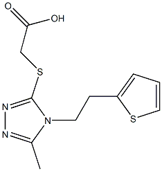 2-({5-methyl-4-[2-(thiophen-2-yl)ethyl]-4H-1,2,4-triazol-3-yl}sulfanyl)acetic acid Struktur