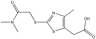 2-(2-{[(dimethylcarbamoyl)methyl]sulfanyl}-4-methyl-1,3-thiazol-5-yl)acetic acid Struktur