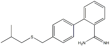 2-(4-{[(2-methylpropyl)sulfanyl]methyl}phenyl)benzene-1-carboximidamide Struktur