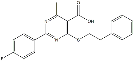 2-(4-fluorophenyl)-4-methyl-6-[(2-phenylethyl)thio]pyrimidine-5-carboxylic acid Struktur