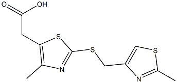 2-(4-methyl-2-{[(2-methyl-1,3-thiazol-4-yl)methyl]sulfanyl}-1,3-thiazol-5-yl)acetic acid Struktur