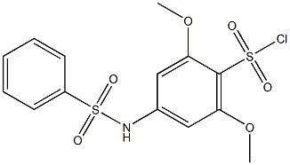 2,6-dimethoxy-4-[(phenylsulfonyl)amino]benzenesulfonyl chloride Struktur