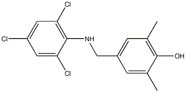 2,6-dimethyl-4-{[(2,4,6-trichlorophenyl)amino]methyl}phenol Struktur