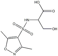 2-[(3,5-dimethyl-1,2-oxazole-4-)sulfonamido]-3-hydroxypropanoic acid Struktur