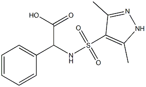 2-[(3,5-dimethyl-1H-pyrazole-4-)sulfonamido]-2-phenylacetic acid Struktur