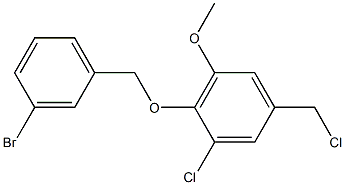 2-[(3-bromophenyl)methoxy]-1-chloro-5-(chloromethyl)-3-methoxybenzene Struktur