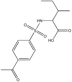 2-[(4-acetylbenzene)sulfonamido]-3-methylpentanoic acid Struktur