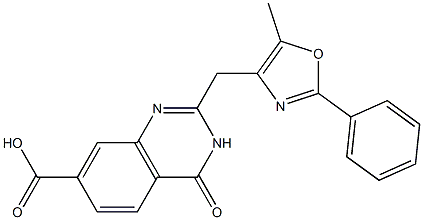 2-[(5-methyl-2-phenyl-1,3-oxazol-4-yl)methyl]-4-oxo-3,4-dihydroquinazoline-7-carboxylic acid Struktur