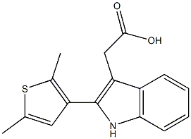 2-[2-(2,5-dimethylthiophen-3-yl)-1H-indol-3-yl]acetic acid Struktur