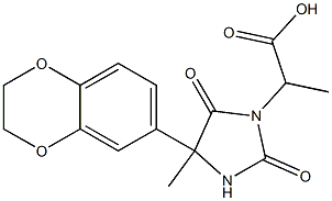 2-[4-(2,3-dihydro-1,4-benzodioxin-6-yl)-4-methyl-2,5-dioxoimidazolidin-1-yl]propanoic acid Struktur