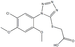 2-{[1-(5-chloro-2,4-dimethoxyphenyl)-1H-1,2,3,4-tetrazol-5-yl]sulfanyl}acetic acid Struktur