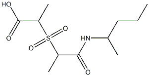 2-{[1-(pentan-2-ylcarbamoyl)ethane]sulfonyl}propanoic acid Struktur