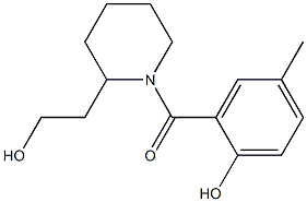 2-{[2-(2-hydroxyethyl)piperidin-1-yl]carbonyl}-4-methylphenol Struktur