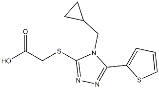 2-{[4-(cyclopropylmethyl)-5-(thiophen-2-yl)-4H-1,2,4-triazol-3-yl]sulfanyl}acetic acid Struktur