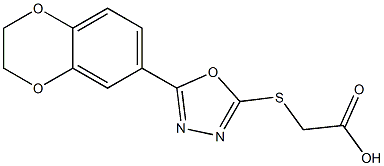 2-{[5-(2,3-dihydro-1,4-benzodioxin-6-yl)-1,3,4-oxadiazol-2-yl]sulfanyl}acetic acid Struktur