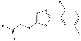 2-{[5-(2-bromo-5-fluorophenyl)-1,3,4-oxadiazol-2-yl]sulfanyl}acetic acid Struktur