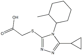 2-{[5-cyclopropyl-4-(2-methylcyclohexyl)-4H-1,2,4-triazol-3-yl]sulfanyl}acetic acid Struktur