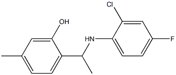 2-{1-[(2-chloro-4-fluorophenyl)amino]ethyl}-5-methylphenol Struktur