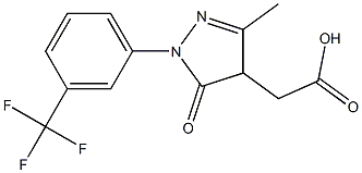 2-{3-methyl-5-oxo-1-[3-(trifluoromethyl)phenyl]-4,5-dihydro-1H-pyrazol-4-yl}acetic acid Struktur