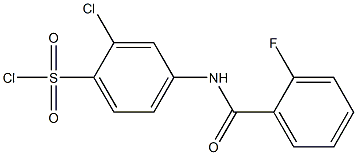 2-chloro-4-[(2-fluorobenzene)amido]benzene-1-sulfonyl chloride Struktur