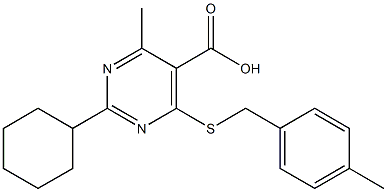 2-cyclohexyl-4-methyl-6-[(4-methylbenzyl)thio]pyrimidine-5-carboxylic acid Struktur