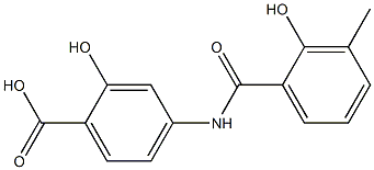 2-hydroxy-4-[(2-hydroxy-3-methylbenzene)amido]benzoic acid Struktur