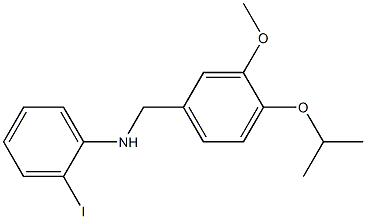 2-iodo-N-{[3-methoxy-4-(propan-2-yloxy)phenyl]methyl}aniline Struktur