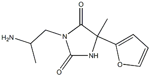 3-(2-aminopropyl)-5-(furan-2-yl)-5-methylimidazolidine-2,4-dione Struktur