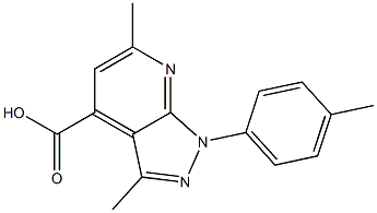 3,6-dimethyl-1-(4-methylphenyl)-1H-pyrazolo[3,4-b]pyridine-4-carboxylic acid Struktur