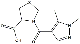 3-[(1,5-dimethyl-1H-pyrazol-4-yl)carbonyl]-1,3-thiazolidine-4-carboxylic acid Struktur