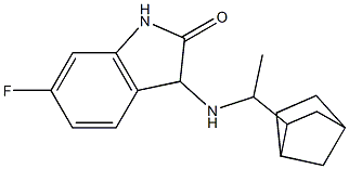 3-[(1-{bicyclo[2.2.1]heptan-2-yl}ethyl)amino]-6-fluoro-2,3-dihydro-1H-indol-2-one Struktur