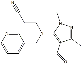 3-[(4-formyl-1,3-dimethyl-1H-pyrazol-5-yl)(pyridin-3-ylmethyl)amino]propanenitrile Struktur