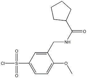 3-[(cyclopentylformamido)methyl]-4-methoxybenzene-1-sulfonyl chloride Struktur